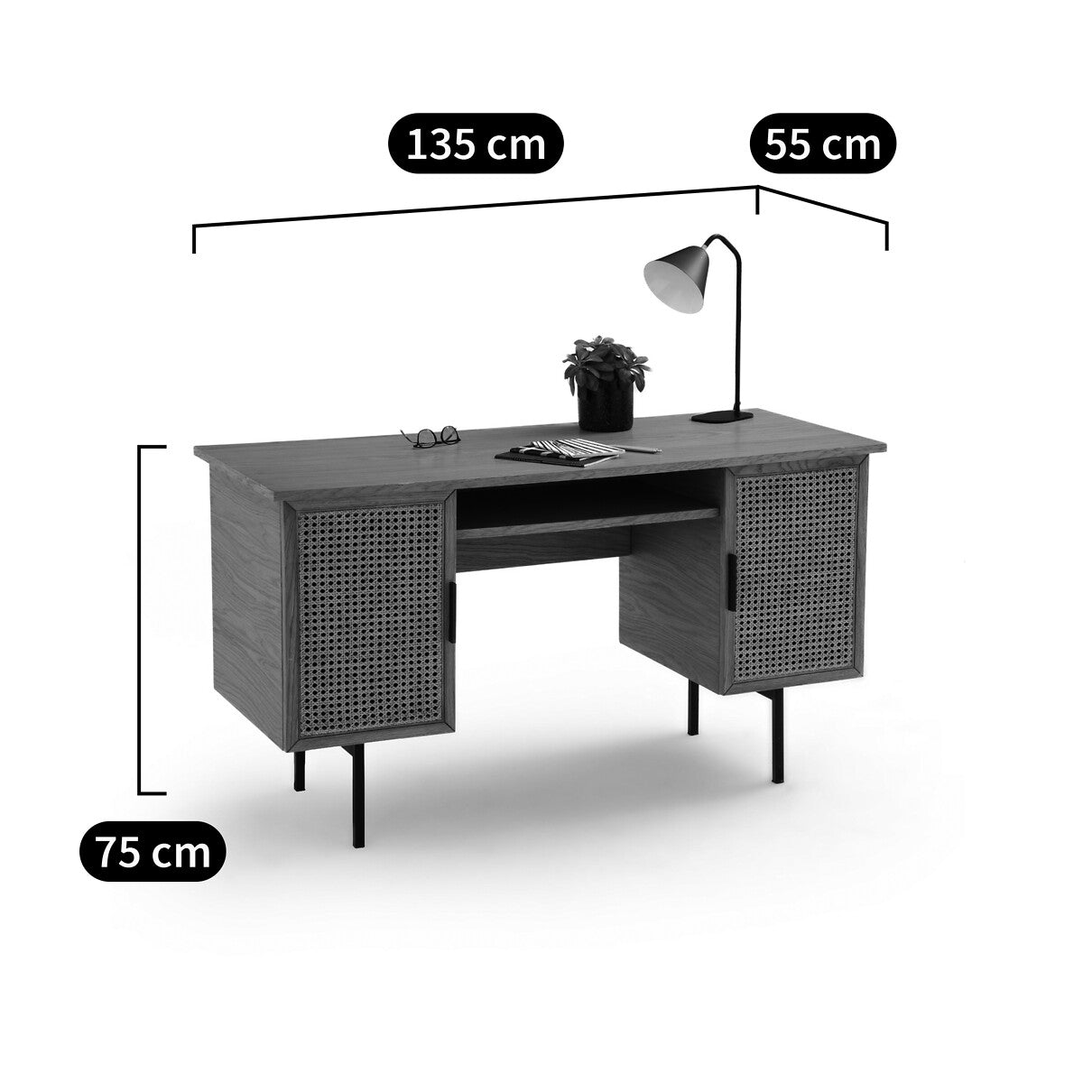 Bureau Japandi Double Caisson