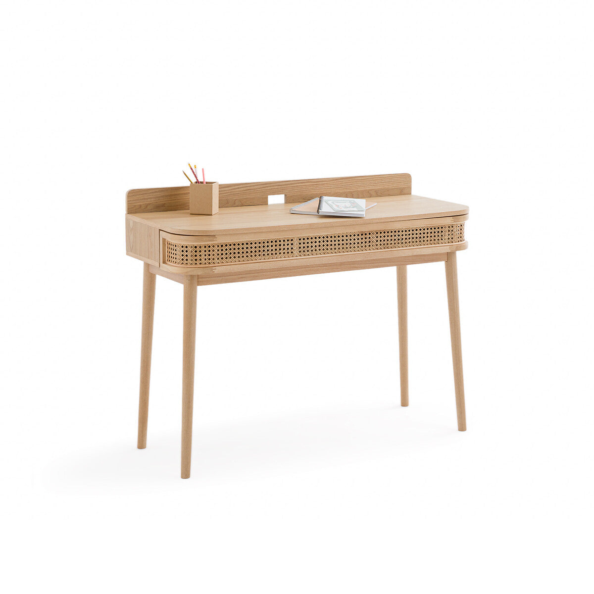 Bureau Japandi en Bois et Cannage