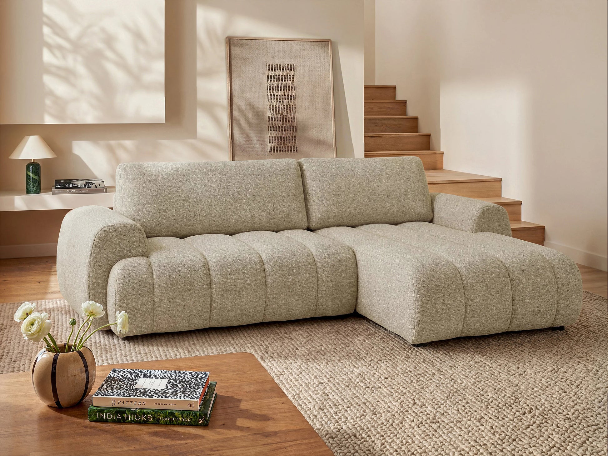Canapé Japandi d'Angle Beige - Fridora