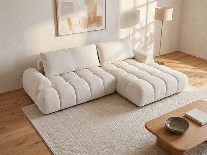 Canapé-lit Japandi d'Angle Chenille Beige - Farneta