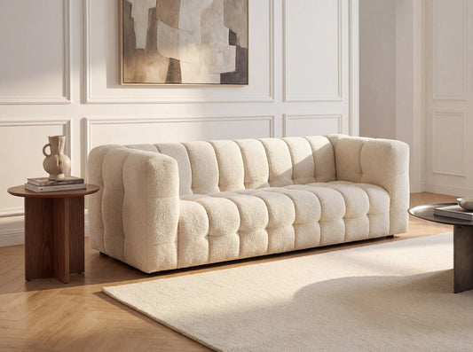Canapé Japandi Nuage Bouclette Beige 3 Places - Lerici
