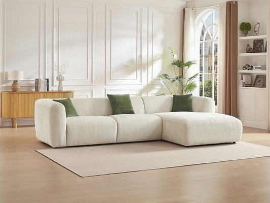 Canapé Japandi d'Angle Tissu Beige - Tancavo