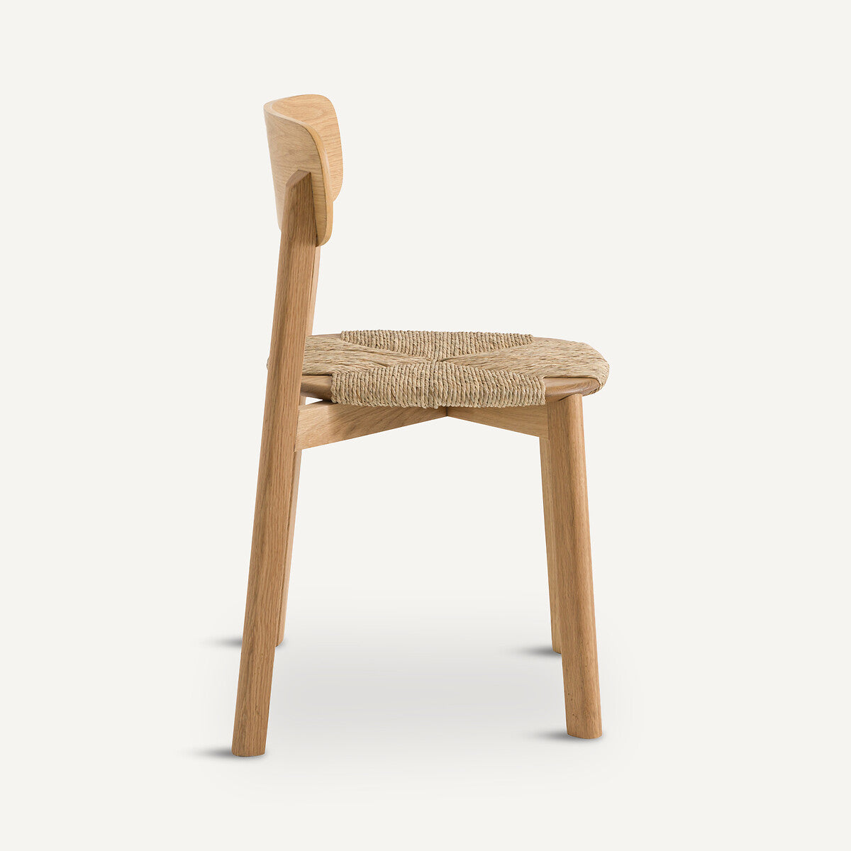 Chaise de Salle à Manger Japandi en Bois et Fibre Tressée