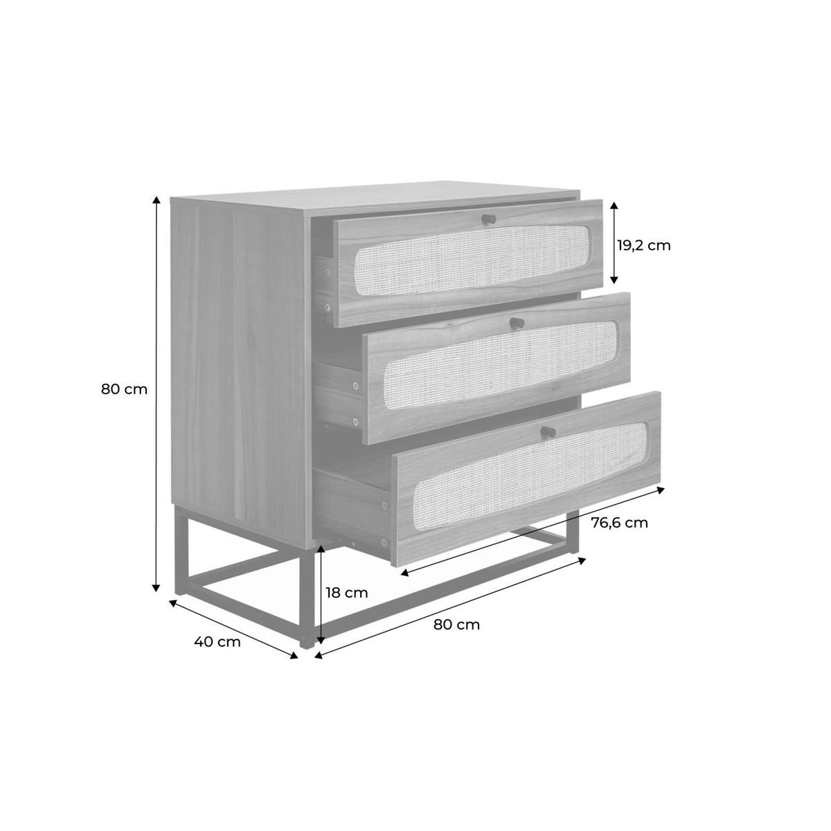 Commode Japandi Décor Bois et Rotin