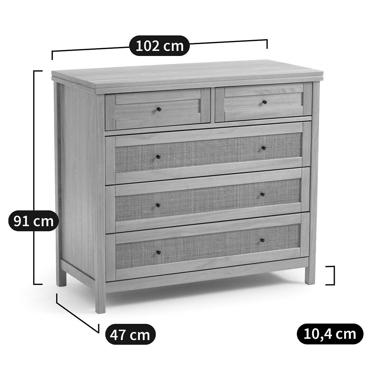 Commode Japandi à 5 Tiroirs en Bois