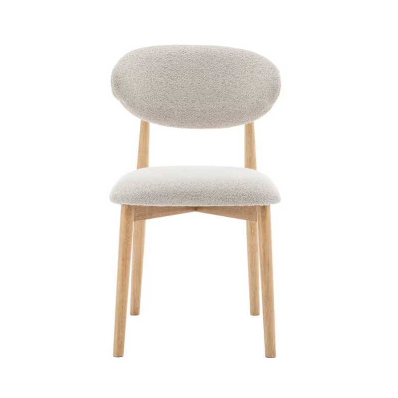 Lot de 2 chaises Japandi en tissu bouclette et bois – Clara