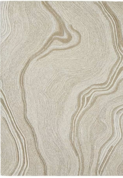 Tapis Japandi vagues beige marron 140x200 - JORARI