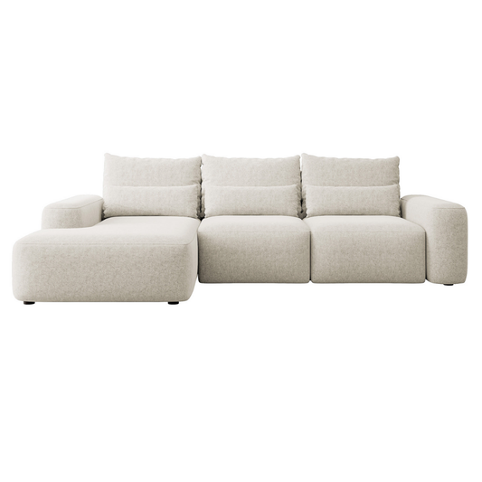 Canapé d'angle convertible 3 places en tissu chenille Japandi – Carnos