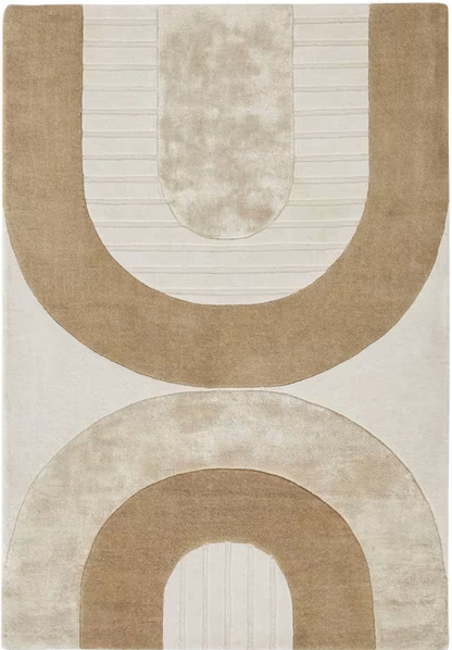 Tapis Japandi arches beige blanc marron 160x230 - HAJO