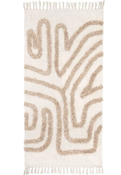 Tapis Japandi motifs écrus et marron 60x120 - PALATINE