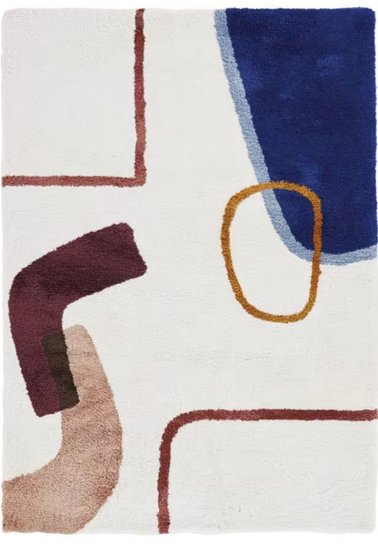 Tapis Japandi motifs écrus multicolores 140x200 - TIMZILITE