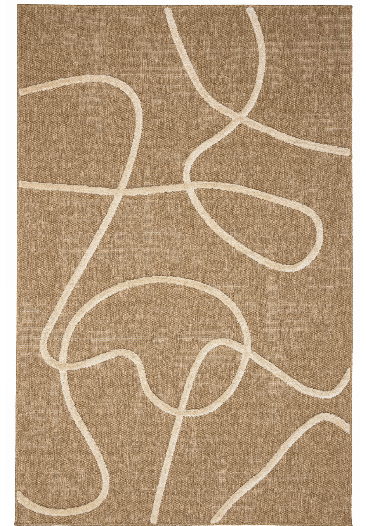 Tapis aspect jute Japandi à motif ligne en relief blanc 120x170 cm – Palma