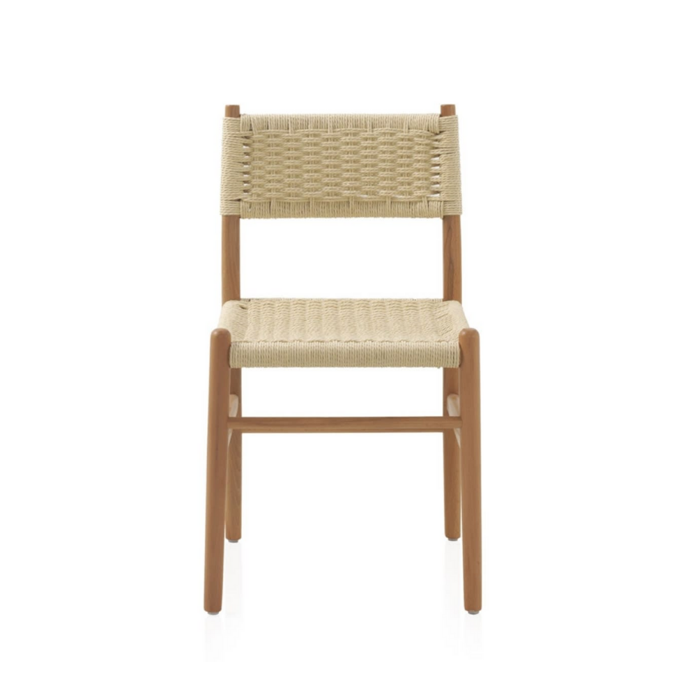 Lot de 4 Fauteuils en Hêtre Japandi avec Assise Tressée