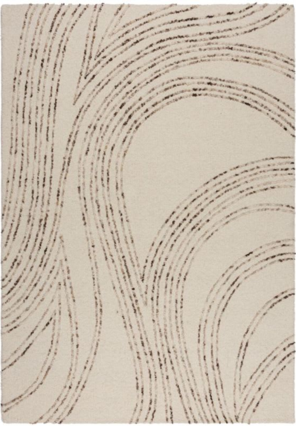 Tapis Japandi en laine beige lignes marron 160 x 230 – Swirl