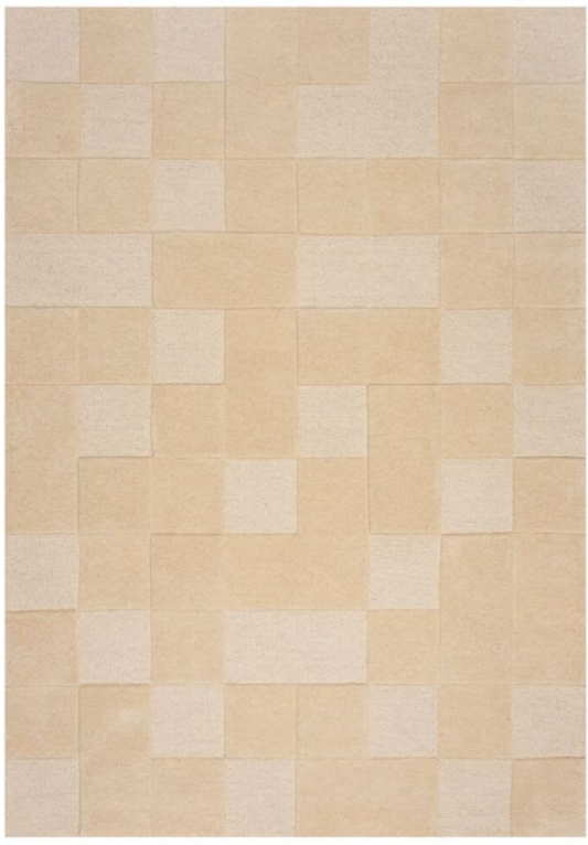 Tapis en laine beige Japandi 120 x 170 - Checkerboard