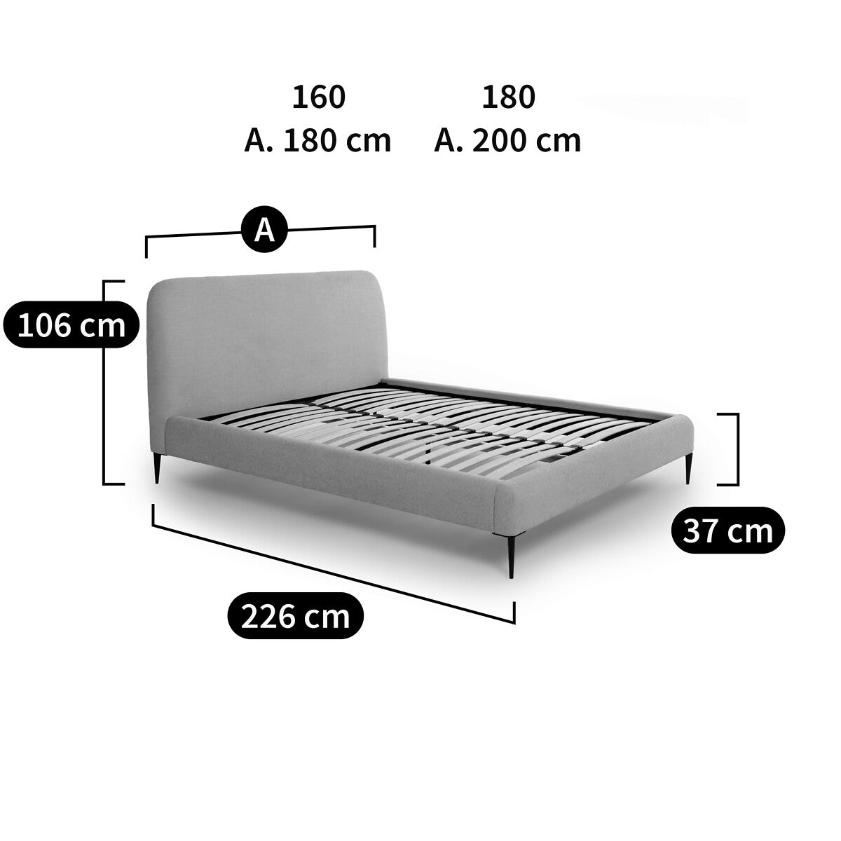 Lit Japandi en Tissu Avec Sommier