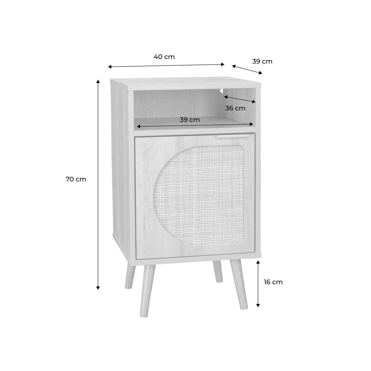 Lot de 2 Tables de Chevet Japandi Portes en Cannage Design