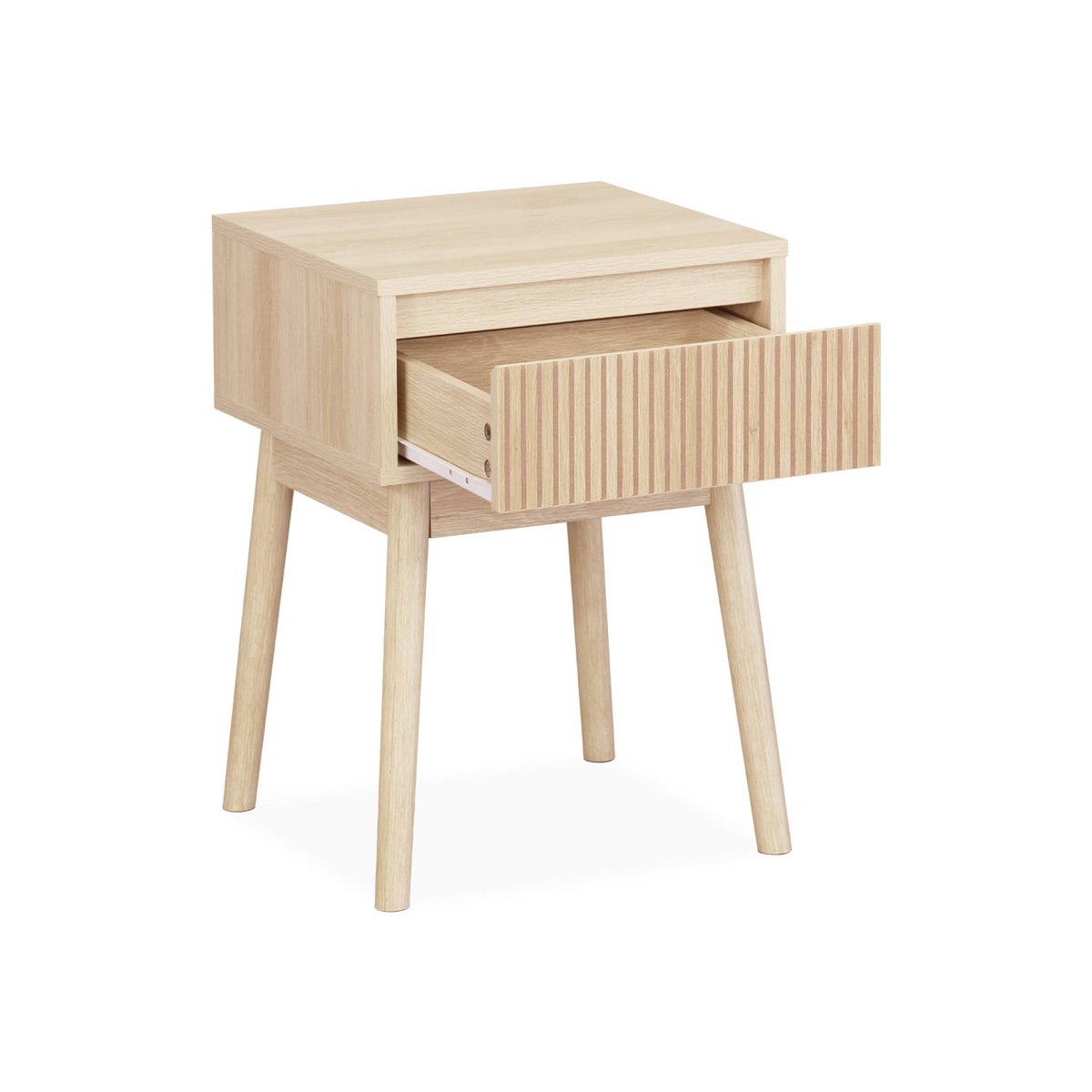 Lot de 2 Tables de Chevet Japandi à Tiroir Rainuré