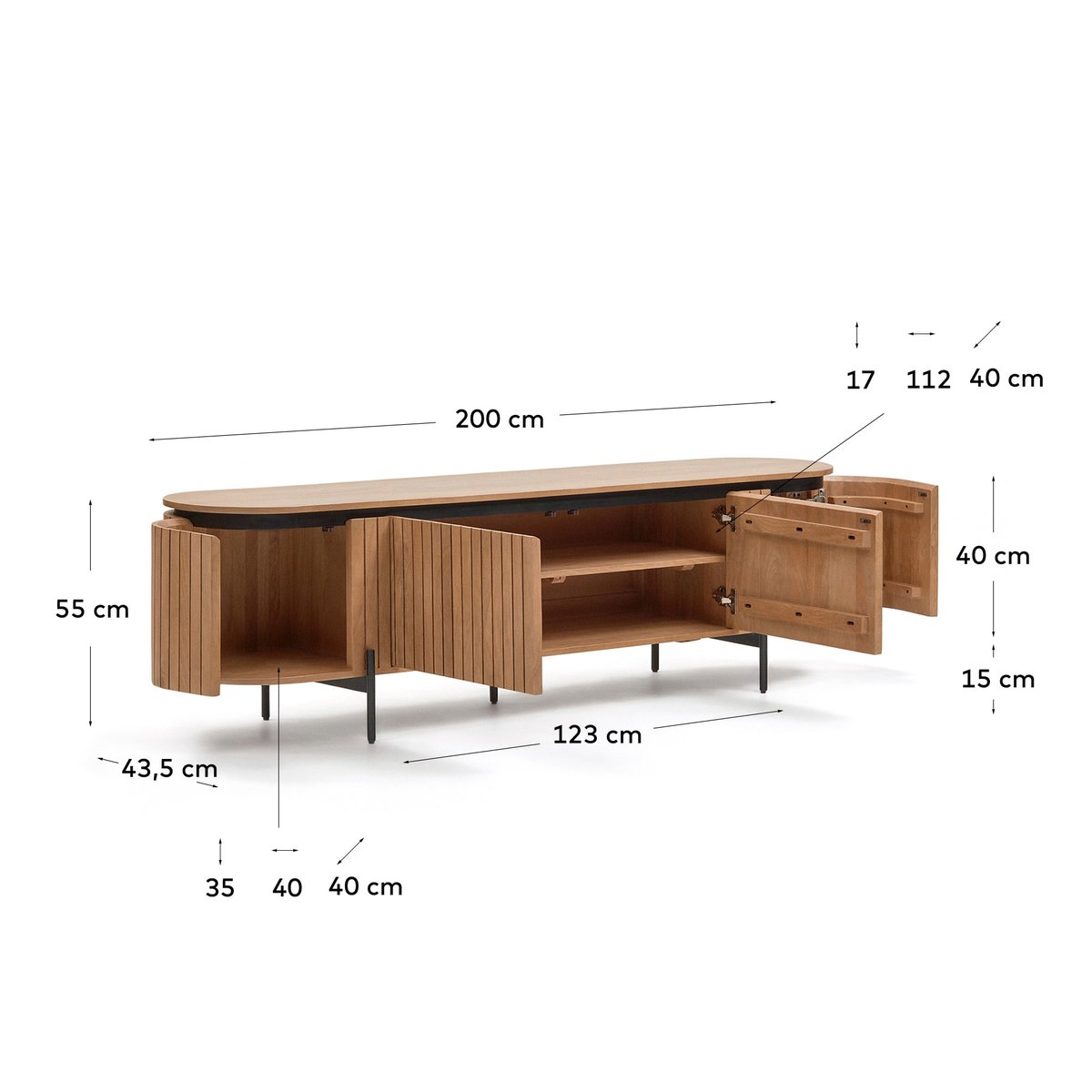 Meuble TV Japandi en Bois Strié