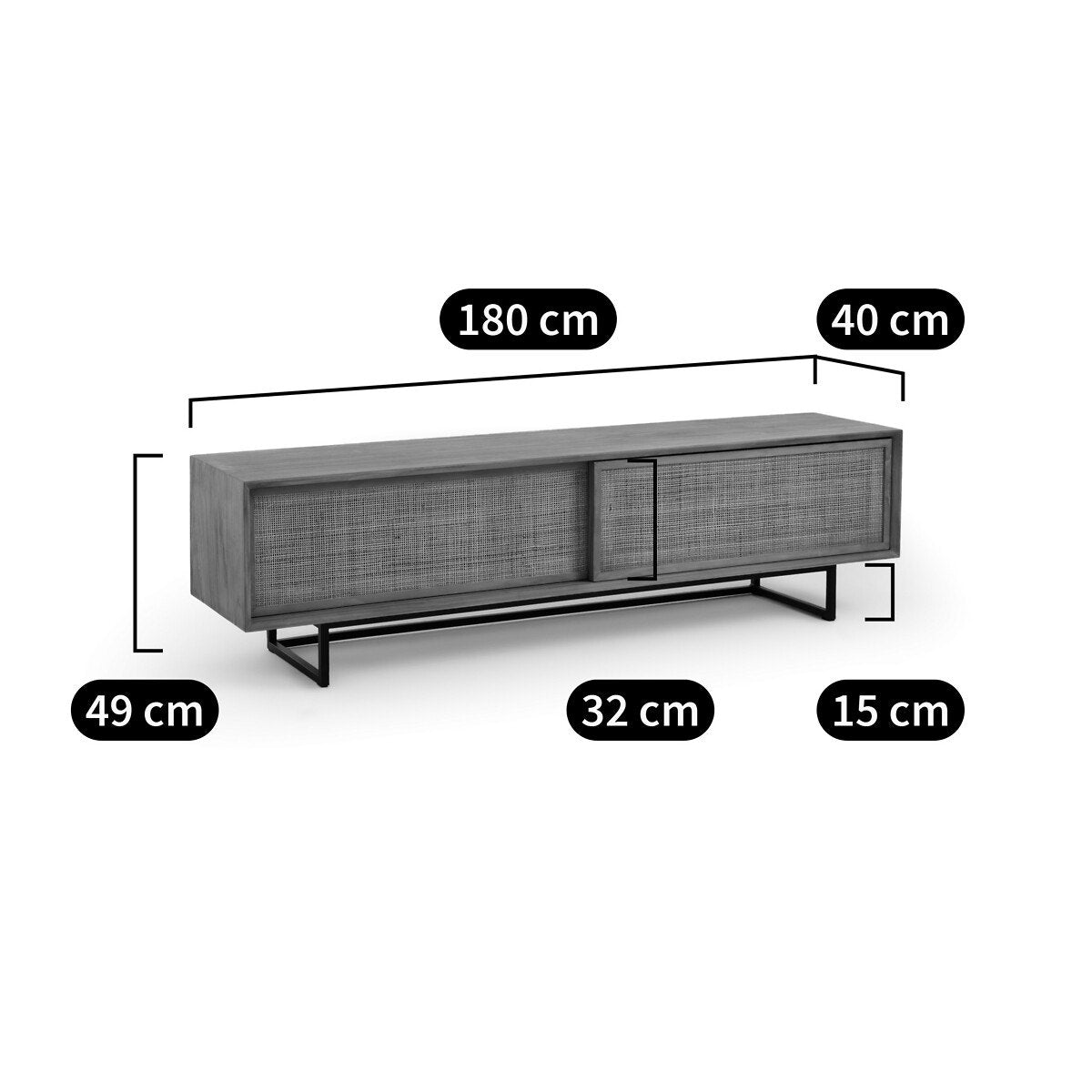 Meuble TV Japandi en Teck