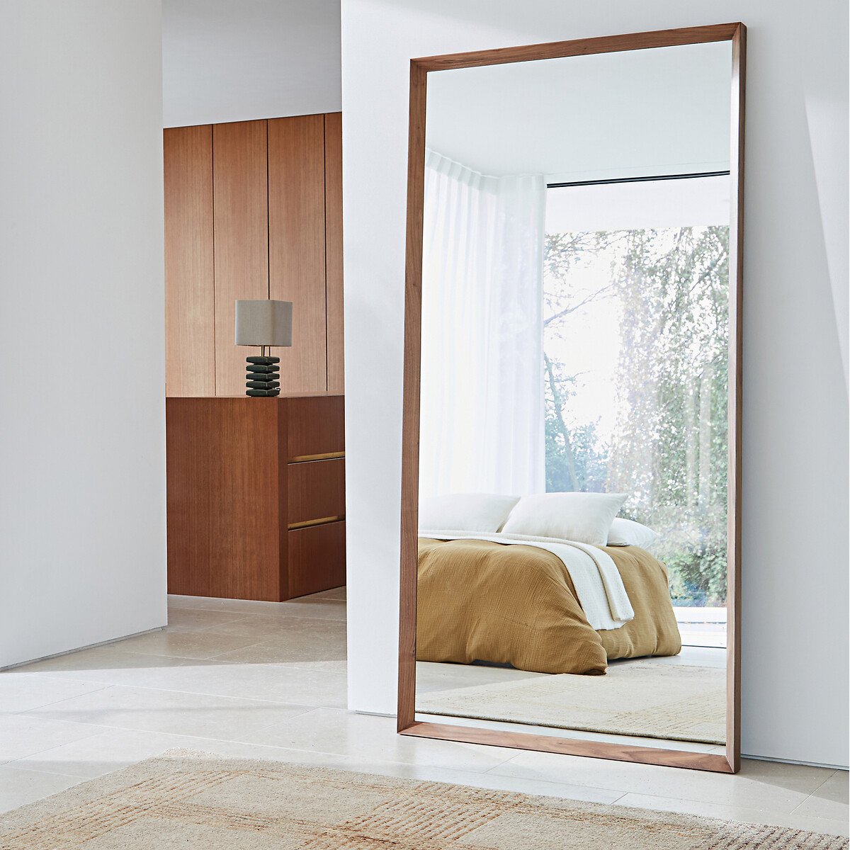 Miroir XXL Japandi en Noyer