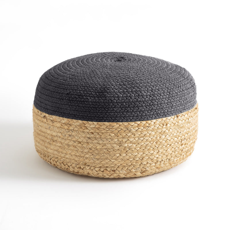 Pouf Japandi Bicolore en Jute