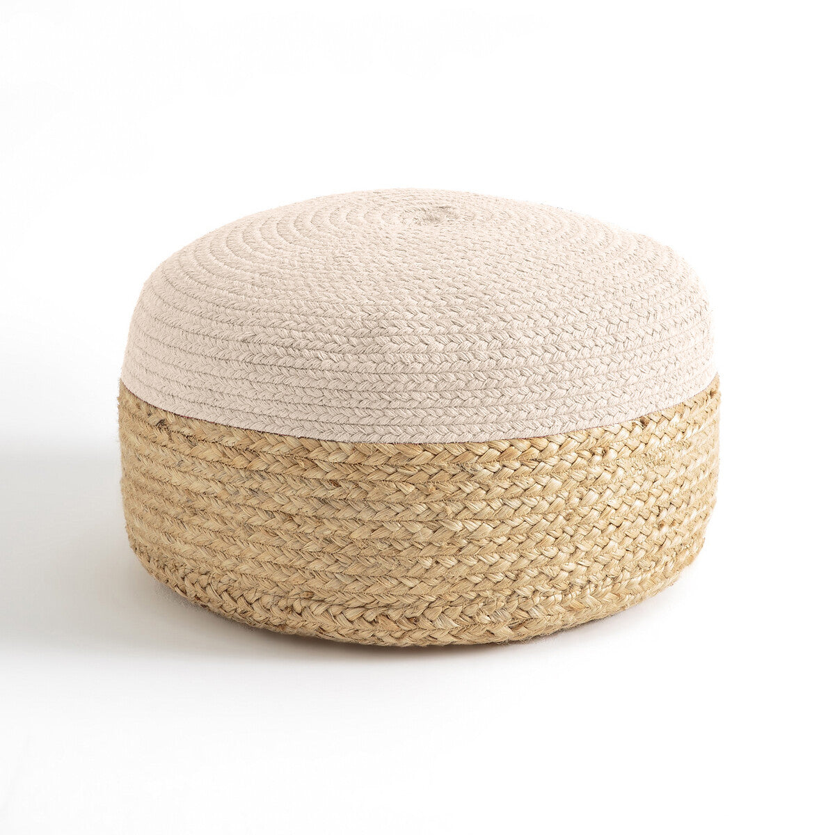 Pouf Japandi Bicolore en Jute