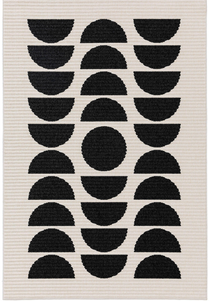 Tapis Noir et Blanc Japandi d'extérieur & intérieur 120x170 – Taro