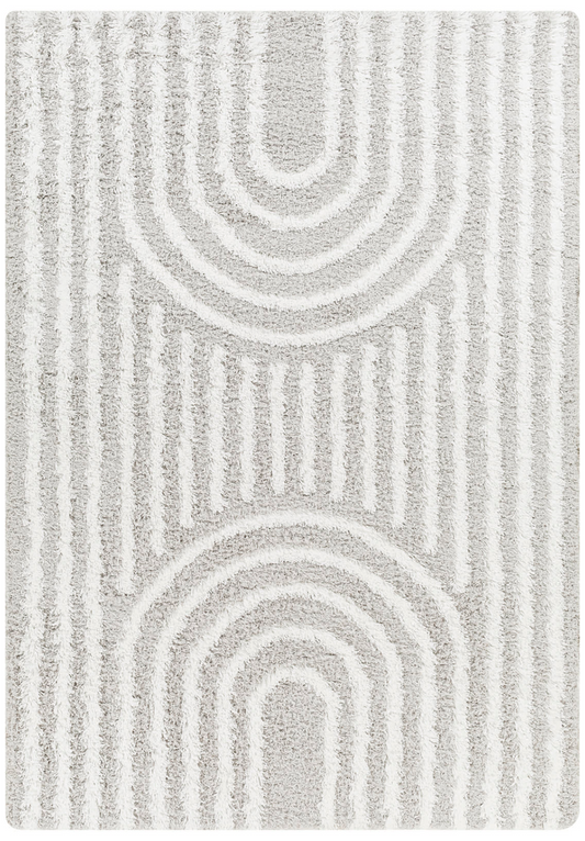Tapis Shaggy Japandi scandinave blanc/beige 160x220 – Christina