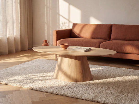Table Basse Japandi Ovale Bois Clair - Antelada