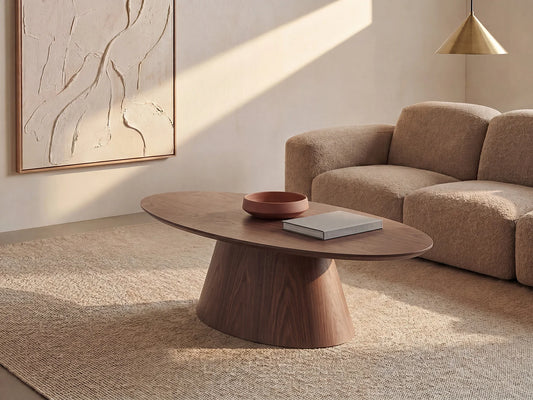 Table Basse Japandi Ovale en Noyer