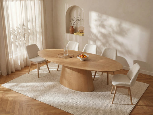 Table Japandi Ovale en Bois Clair (8 Personnes) - Antelada