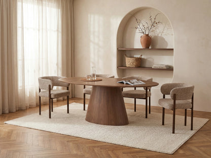 Table Japandi en Noyer Ovale Six Personnes Naturel Foncé - Antelada