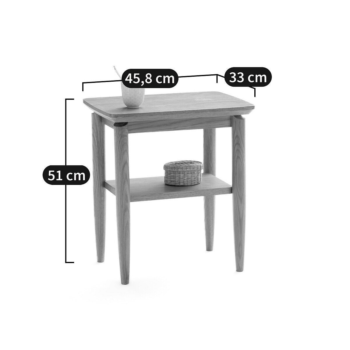 Table de Chevet Japandi à Double Plateau