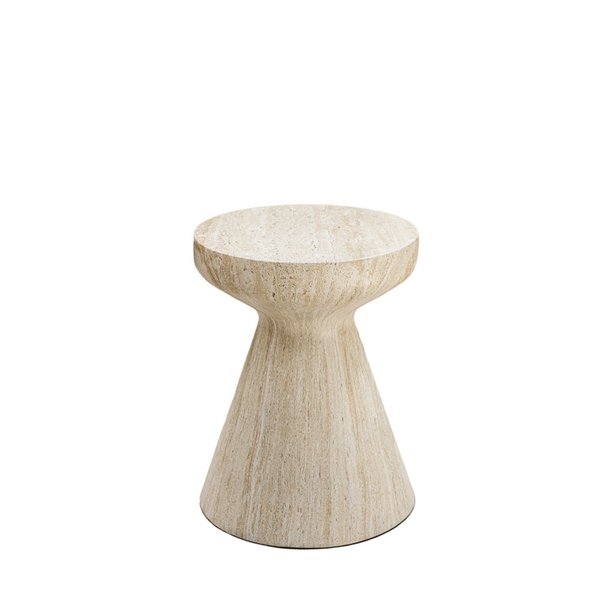 Tabouret Rond Japandi Effet Travertin