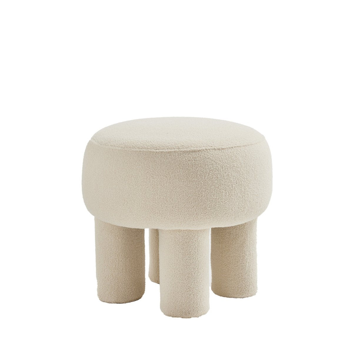 Tabouret Rond Japandi en Bouclette