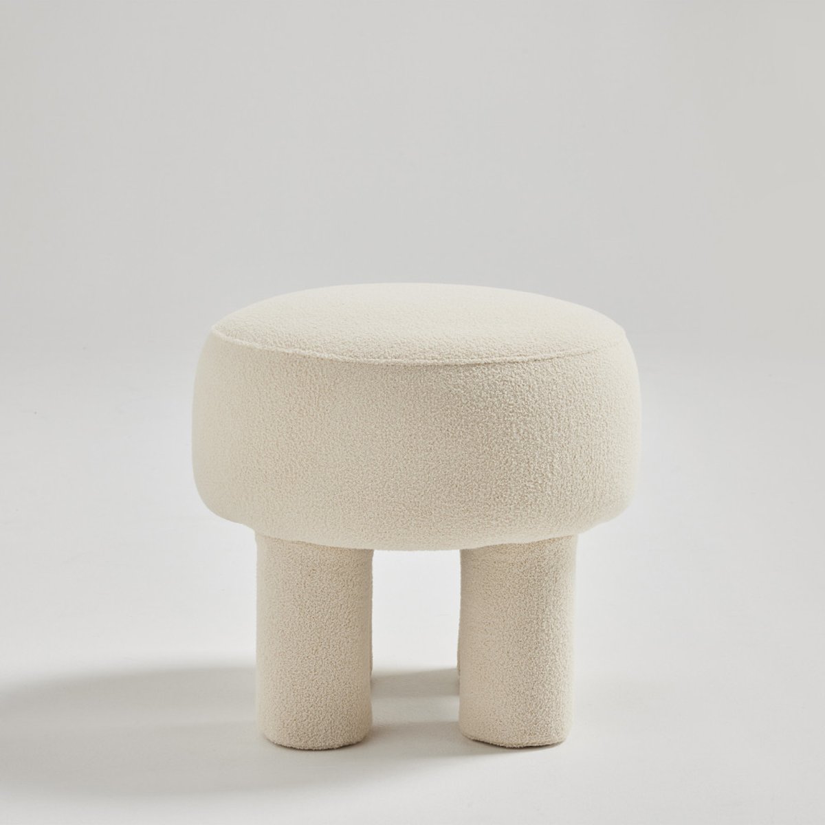 Tabouret Rond Japandi en Bouclette