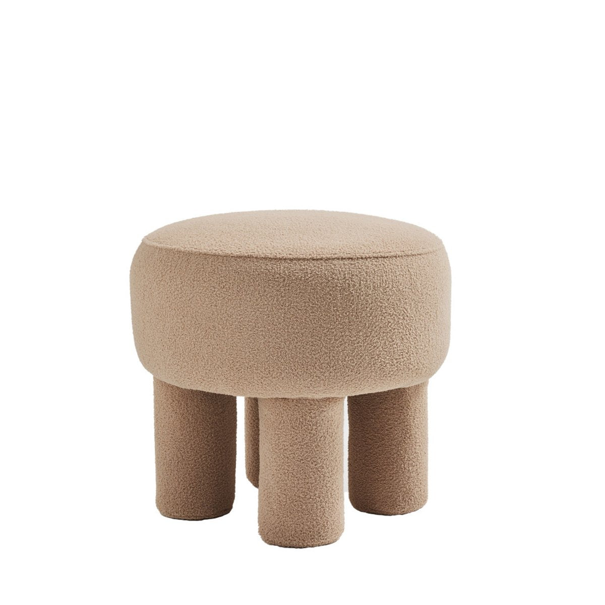 Tabouret Rond Japandi en Bouclette