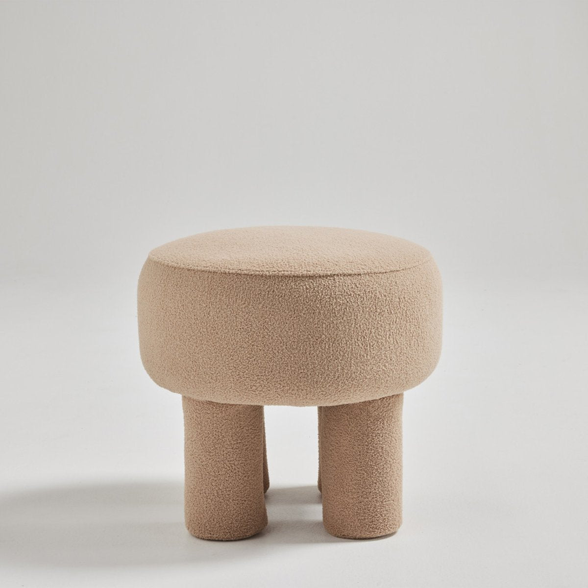 Tabouret Rond Japandi en Bouclette