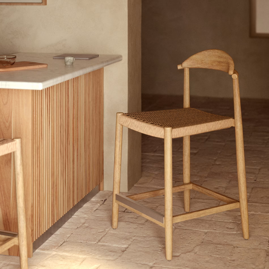 Tabouret Japandi HauT en Bois d'Acacia