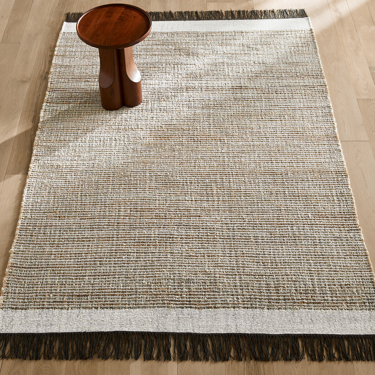 Tapis Japandi Tissé en Jute, Laine et Coton