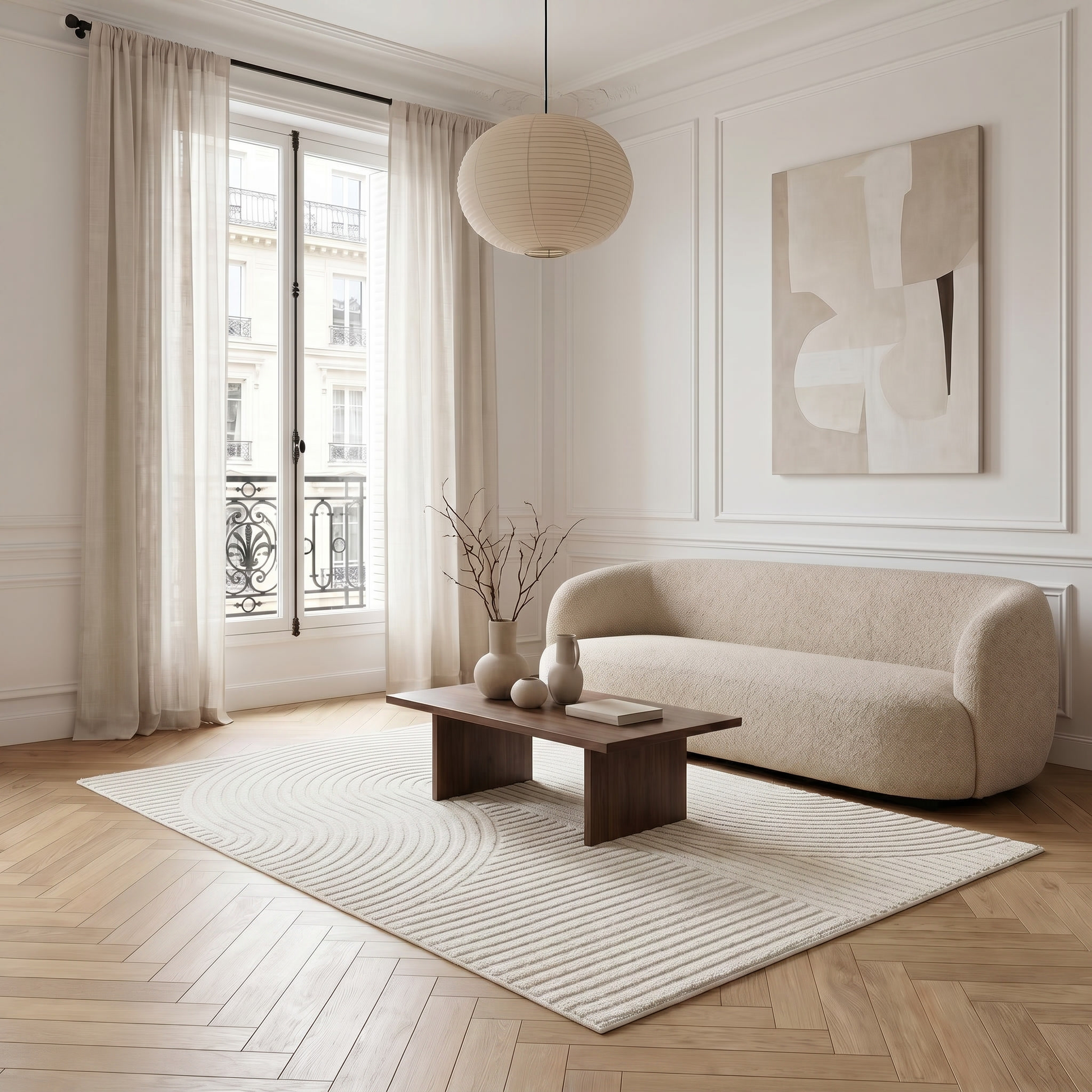Tapis Japandi arc creme 