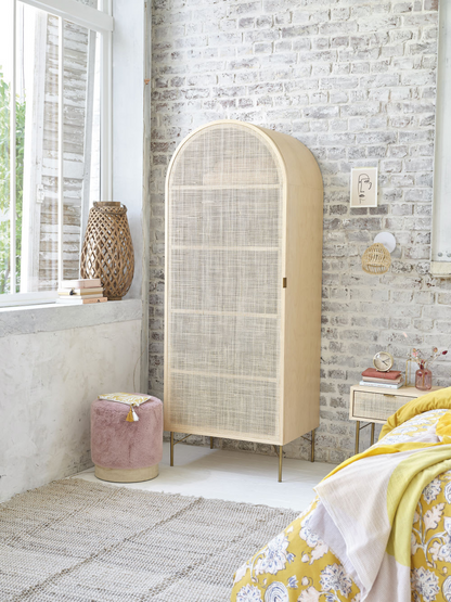 Armoire 1 porte Japandi cannage en rotin – Solstice