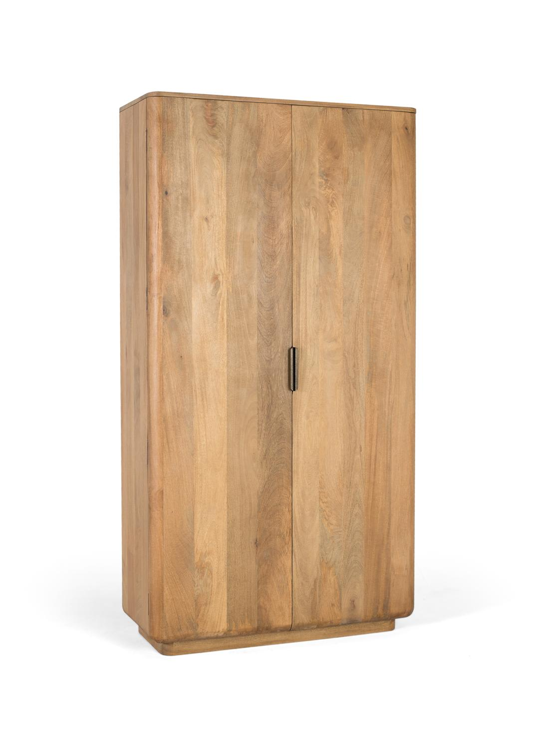 Armoire en bois de manguier aux coins arrondis Japandi – Nom du Produit