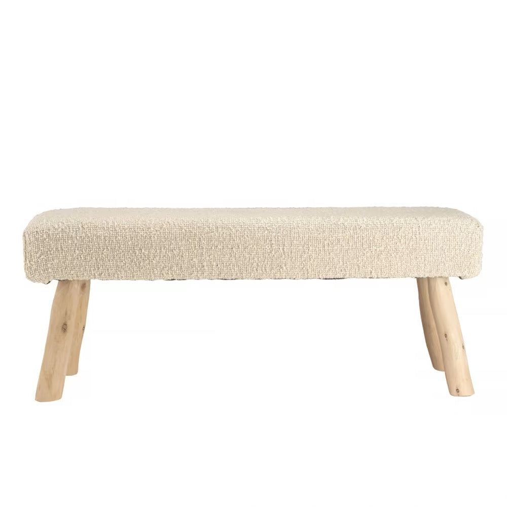 Banc Japandi 120x40 en laine texturée ivoire – Charles