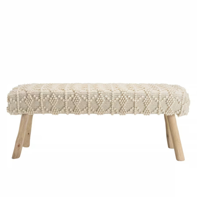 Banc Japandi 120x40 en laine motifs losanges – Charles