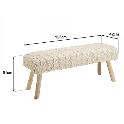 Banc Japandi 120x40 en laine motifs losanges – Charles