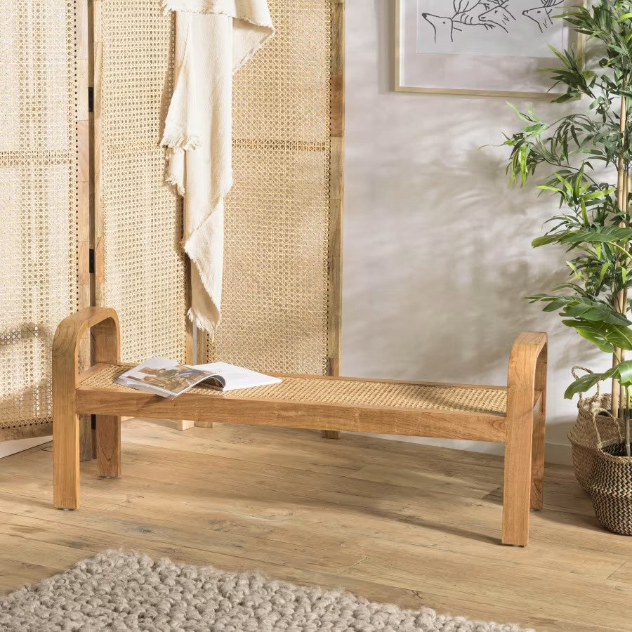 Banc Japandi 2 places en mindi et rotin – Eden