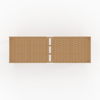 Banc 2 places en bois de chêne massif avec tressage Japandi – Kepler