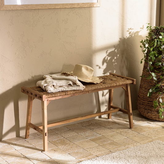 Banc Japandi en tissage d'abaca naturel L100 – Alida